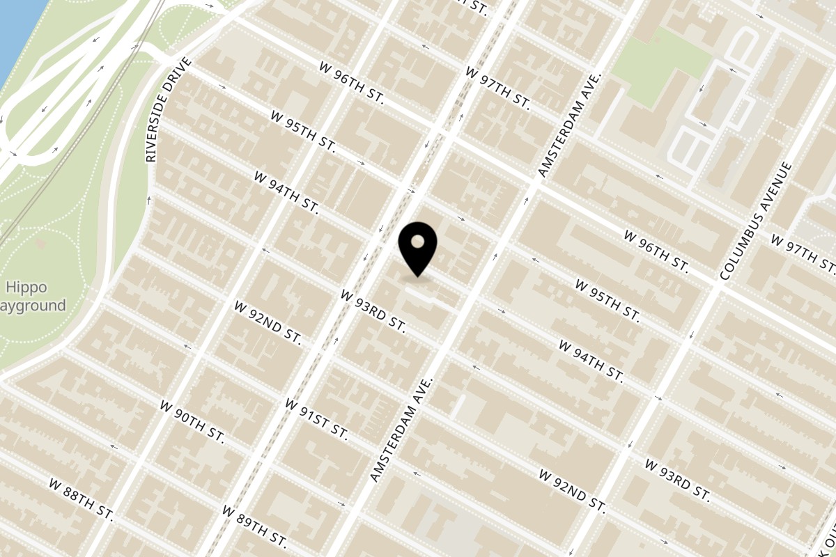 Map showing the location of Plum Vietnamese Restaurant on 210 W 94th St in New York